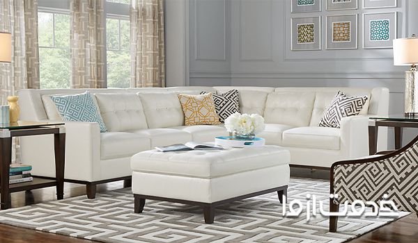 مبلمان سفید چرمی تمیز